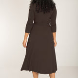 Bestie midi wrap jersey dress - Chocolate brown