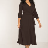 Bestie midi wrap jersey dress - Chocolate brown
