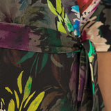 Bestie shine wrap maxi jersey dress - Black flowers