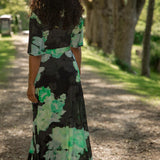 Bestie shine wrap maxi jersey dress - Black