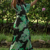 Bestie shine wrap maxi jersey dress - Black