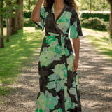 Bestie shine wrap maxi jersey dress - Black