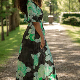 Bestie shine wrap maxi jersey dress - Black