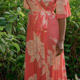 Bestie shine wrap maxi jersey dress - Red