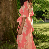 Bestie shine wrap maxi jersey dress - Red