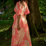 Bestie shine wrap maxi jersey dress - Red