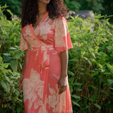 Bestie shine wrap maxi jersey dress - Red