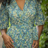 Bestie shine wrap maxi jersey dress - Teal