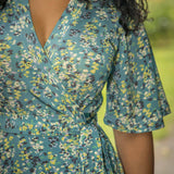 Bestie shine wrap maxi jersey dress - Teal
