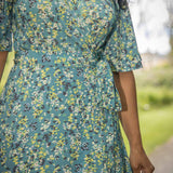 Bestie shine wrap maxi jersey dress - Teal