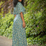 Bestie shine wrap maxi jersey dress - Teal