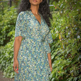 Bestie shine wrap maxi jersey dress - Teal