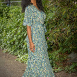Bestie shine wrap maxi jersey dress - Teal