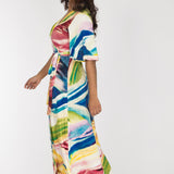 Bestie wrap ankle jersey dress - Rainbow