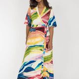 Bestie wrap ankle jersey dress - Rainbow
