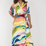 Bestie wrap ankle jersey dress - Rainbow