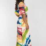 Bestie wrap ankle jersey dress - Rainbow