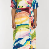 Bestie wrap ankle jersey dress - Rainbow