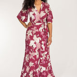 Bestie wrap ankle jersey dress - Burgundy