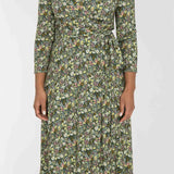 Bestie midi wrap jersey dress - Green flowers