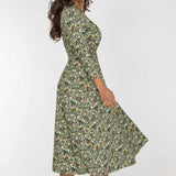Bestie midi wrap jersey dress - Green flowers
