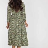 Bestie midi wrap jersey dress - Green flowers