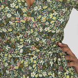 Bestie midi wrap jersey dress - Green flowers