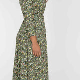 Bestie midi wrap jersey dress - Green flowers