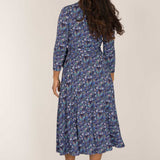 Bestie midi wrap jersey dress - Blue flowers