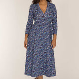 Bestie midi wrap jersey dress - Blue flowers