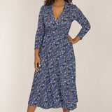 Bestie midi wrap jersey dress - Blue flowers