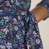 Bestie midi wrap jersey dress - Blue flowers