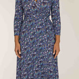 Bestie midi wrap jersey dress - Blue flowers