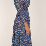 Bestie midi wrap jersey dress - Blue flowers