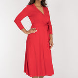 Bestie midi wrap jersey dress - True Red