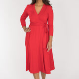 Bestie midi wrap jersey dress - True Red