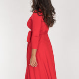 Bestie midi wrap jersey dress - True Red