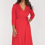 Bestie midi wrap jersey dress - True Red