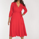 Bestie midi wrap jersey dress - True Red
