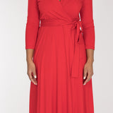 Bestie midi wrap jersey dress - True Red
