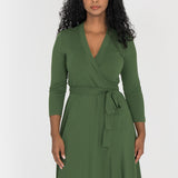 Bestie wrap short jersey dress - Forrest green