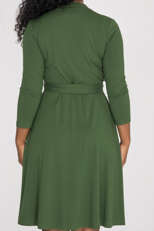 Bestie wrap short jersey dress - Forrest green
