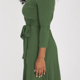Bestie wrap short jersey dress - Forrest green