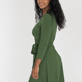 Bestie wrap short jersey dress - Forrest green