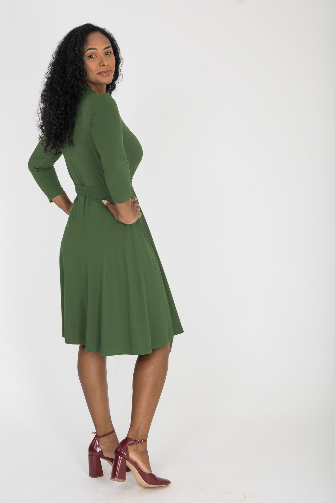 Bestie wrap short jersey dress - Forrest green