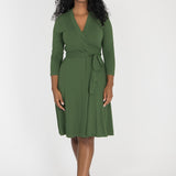 Bestie wrap short jersey dress - Forrest green