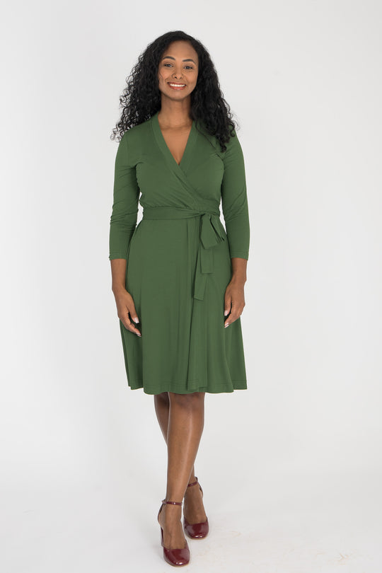 Bestie wrap short jersey dress - Forrest green