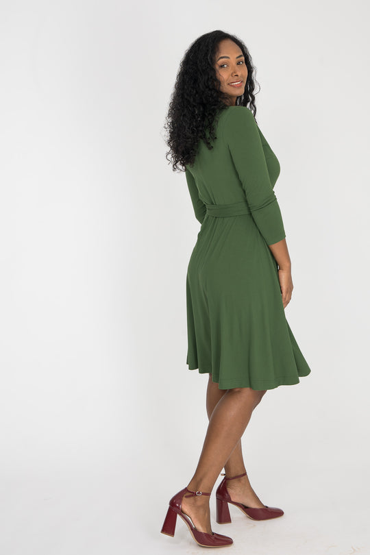 Bestie wrap short jersey dress - Forrest green