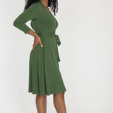 Bestie wrap short jersey dress - Forrest green