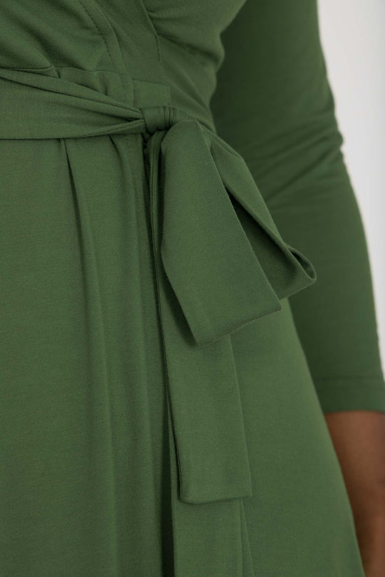 Bestie wrap short jersey dress - Forrest green